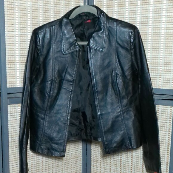 Large Black Leather Pig Skin Jacket - Picture 2 of 6